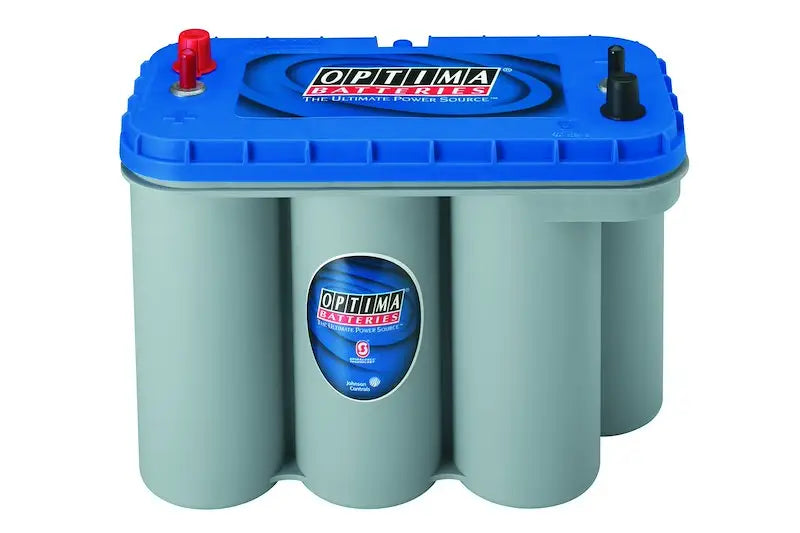 Optima D31M Blue Top battery with blue gray case and red black terminals