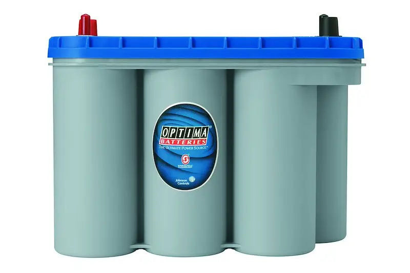 Gray Optima D31M Blue Top battery with red black terminals