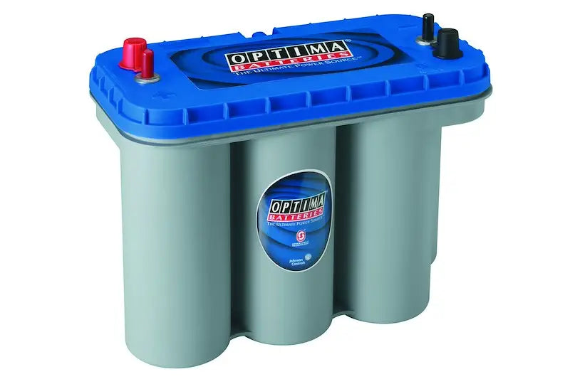 Optima D31M Blue Top battery with blue gray case and red black terminals
