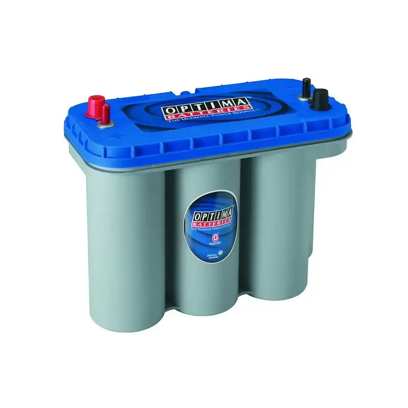 Optima D31M Blue Top battery with blue gray case and red black terminals