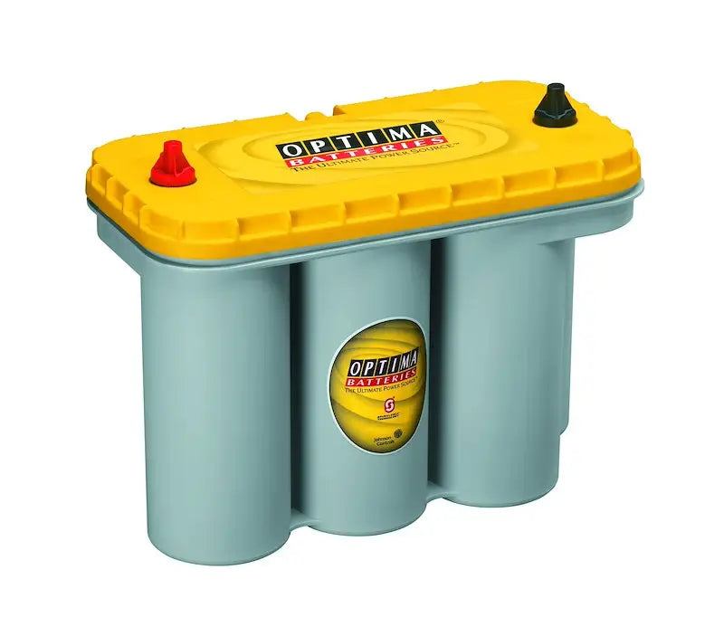 Optima D31T Yellow Top battery with yellow gray case and red black terminals