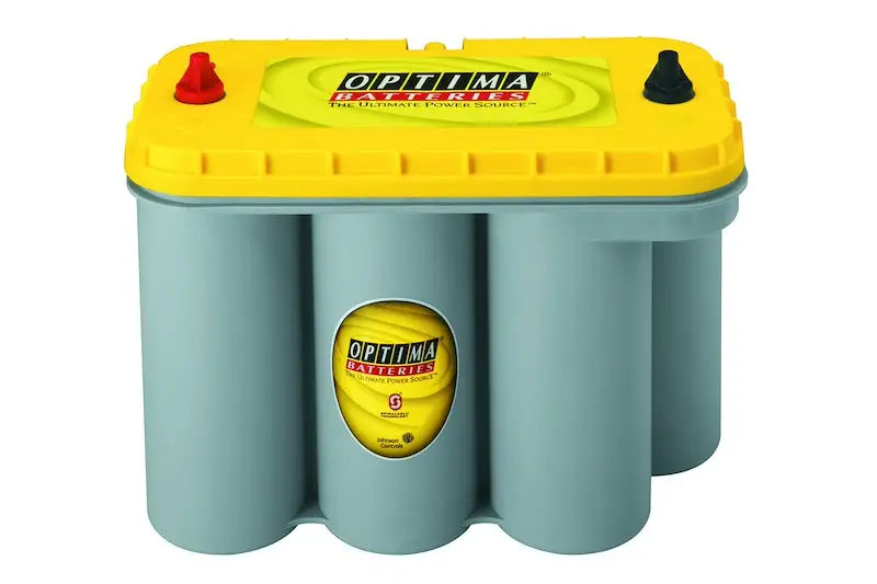 Optima D31T Yellow Top battery with gray body and red black terminals