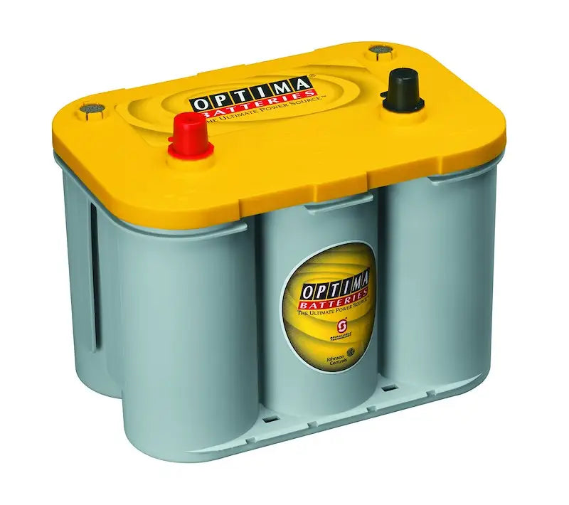 Optima Bat D34 Yellow Top battery with gray case and red black terminals for reliable power