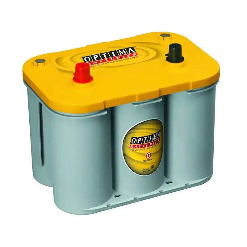 Optima Bat D34 Yellow Top battery with gray case and red black terminals for reliable power