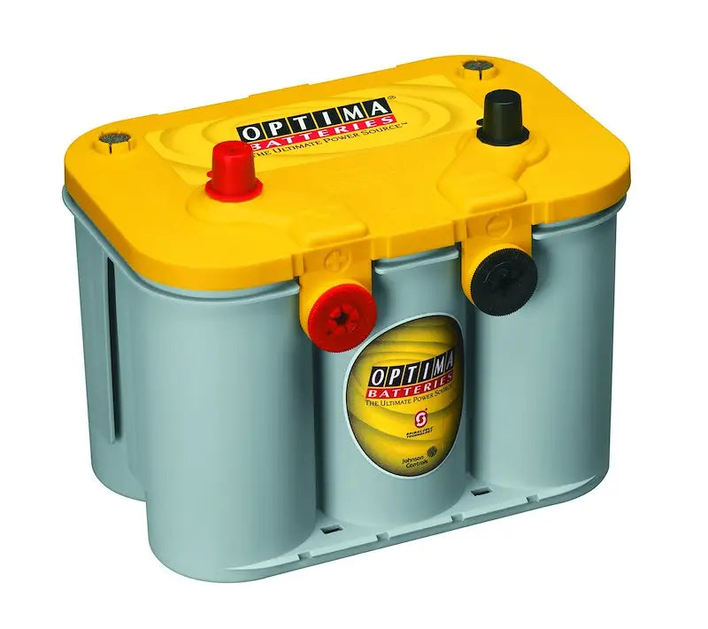 Optima Bat D3478 Yellow Top battery with gray case and red black terminal caps for unmatched performance