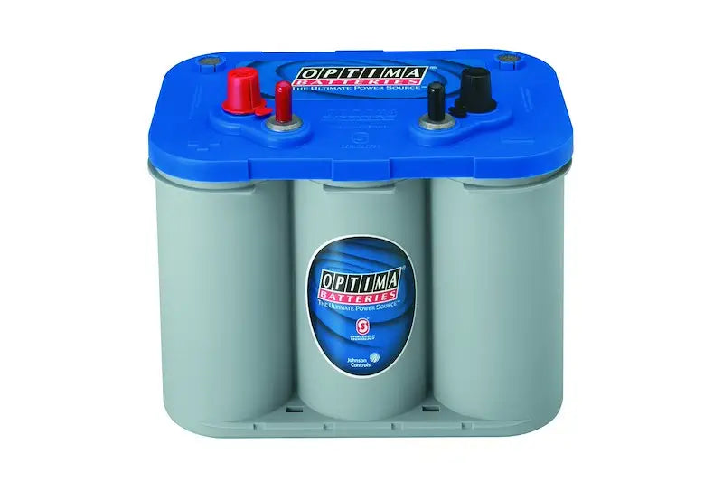Optima D34M Blue Top battery with blue gray case and red black terminals