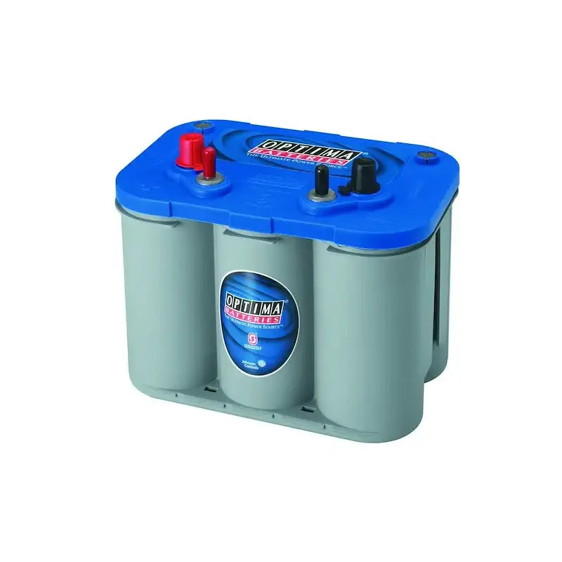 Optima D34M Blue Top battery with blue gray case and red black terminals