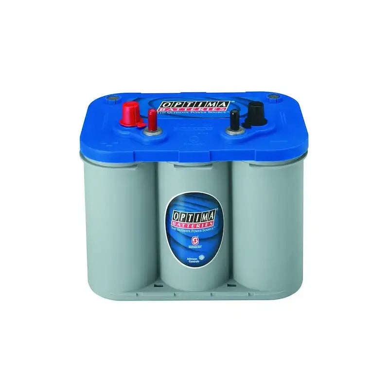 Optima D34M Blue Top battery with blue gray case and red black terminals