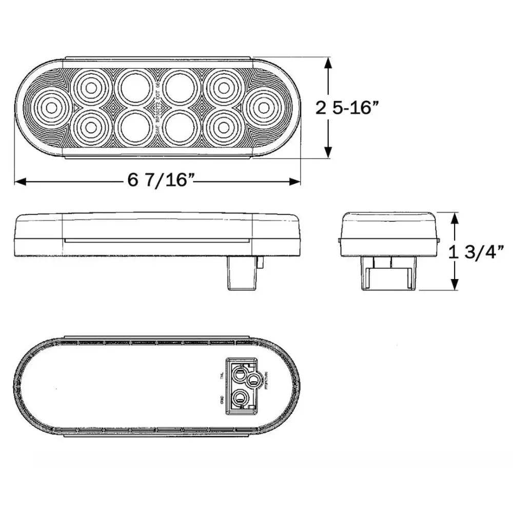 Optronics Grommet Mount Design Trailer Light STL72RB - Led Tail 10D