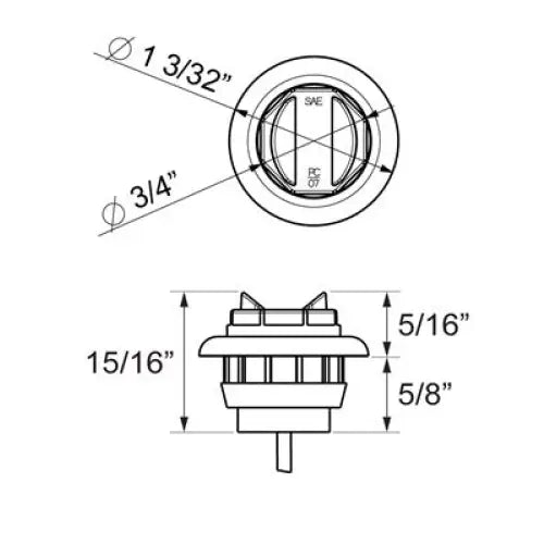 Optronics Hard Wired Connection Clearance Light MCL11RKB - Red Led UNI-Light Grommet
