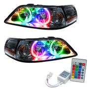 Lincoln Town Car headlights with colorful halo rings and remote control for easy color shifts