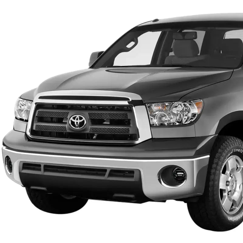 Gray Toyota Tundra with high powered LED fog lights for enhanced visibility