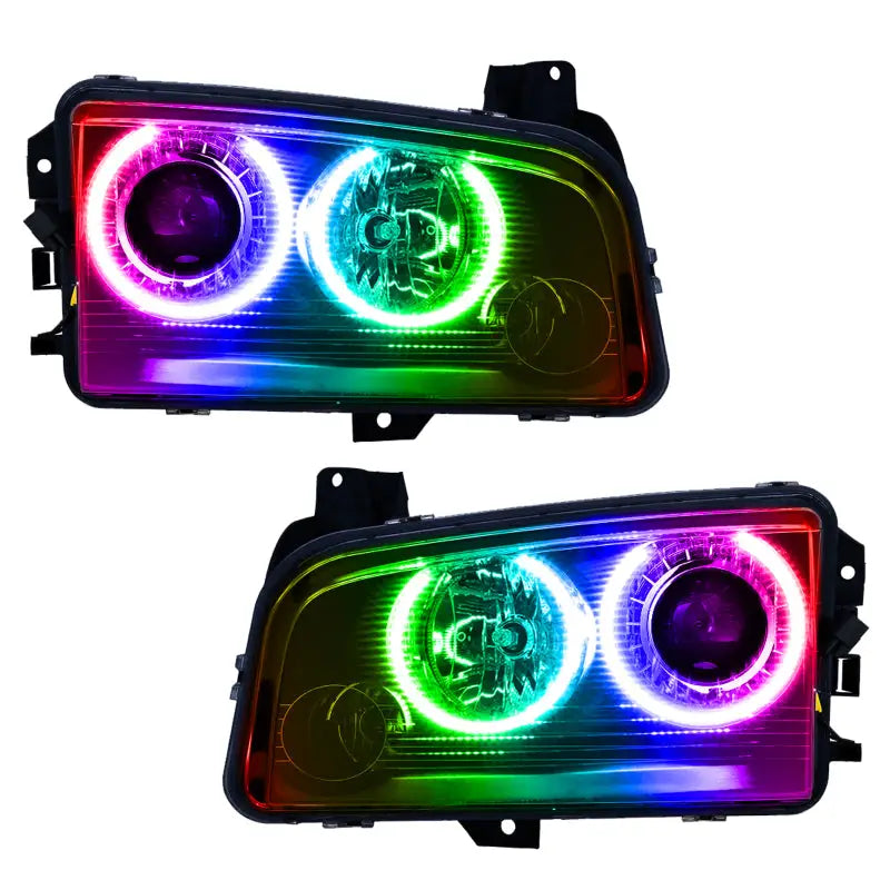 Colorful Oracle Halo Rings on Dodge Charger SMD headlights for a cool look