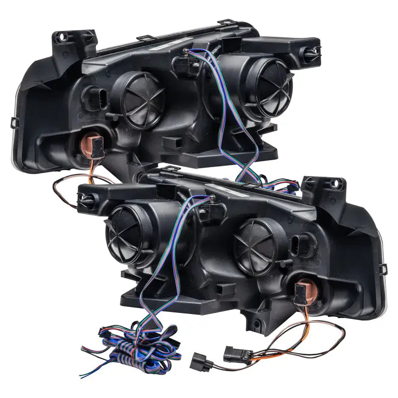 Black dodge charger SMD headlights with wiring and Oracle halo rings for HID upgrade
