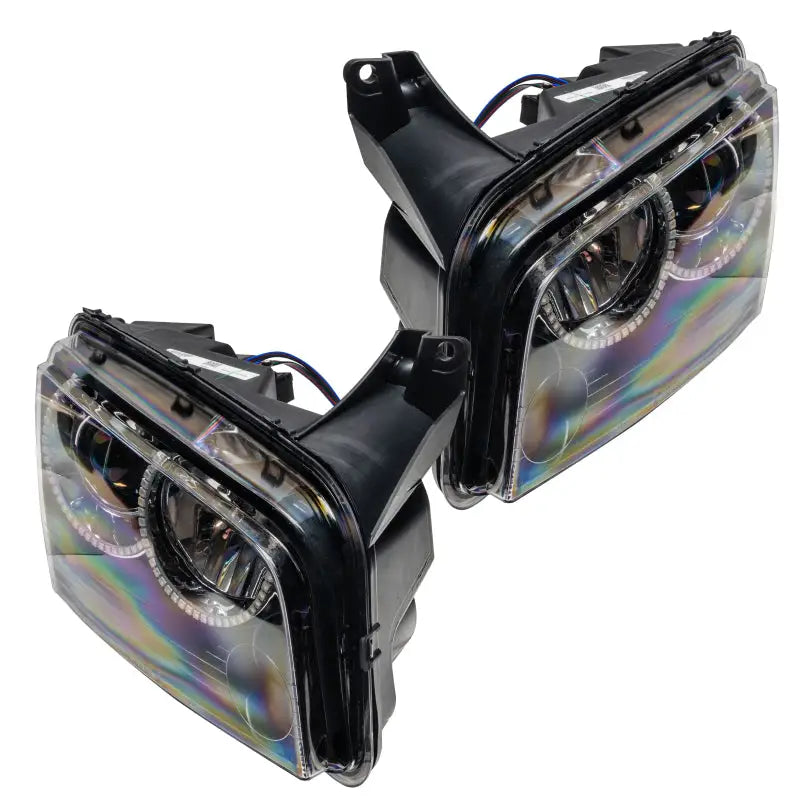 Black-framed dodge charger headlights with oracle halo rings for Oracle 08-10 Dodge Charger SMD HL