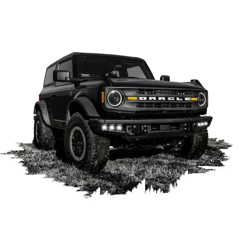 Black off-road vehicle with ORACLE Lighting fog light kit on Ford Bronco