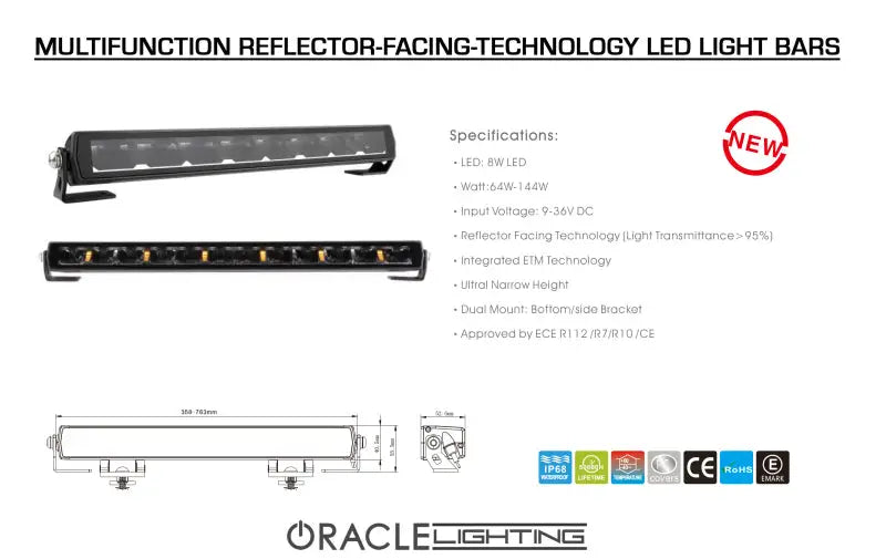 LED light bar specifications for Oracle Lighting 20in multifunction reflector-facing LED light bar