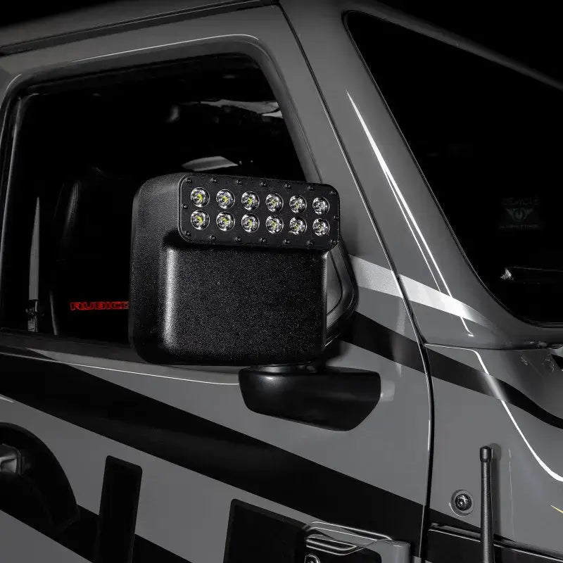 Black LED side mirror with Oracle Magnetic Light bar Cover for LED Side Mirrors