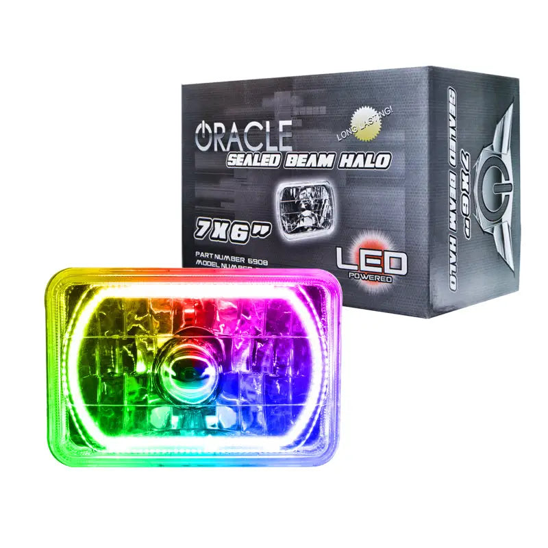 Oracle Pre-Installed Lights 7x6 IN. Sealed Beam - ColorSHIFT Halo - Truck & Automotive