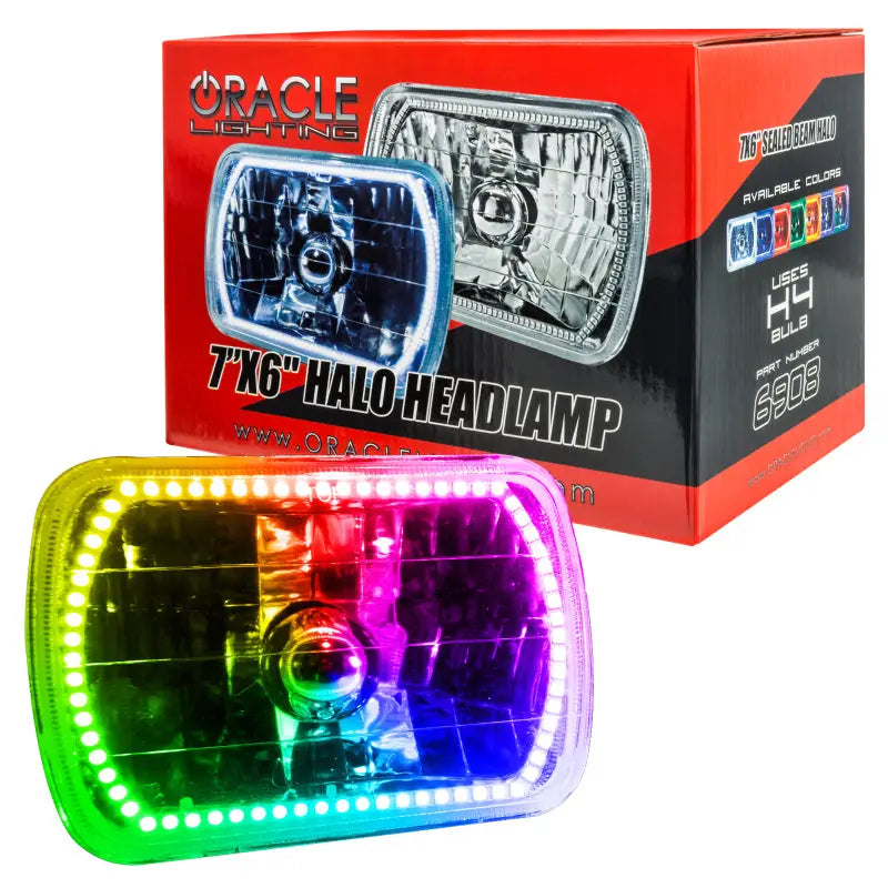 Oracle Pre-Installed Lights 7x6 IN. Sealed Beam - ColorSHIFT Halo - Truck & Automotive