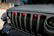 Gray Jeep Gladiator JT with red style LED grille from Oracle Pre-Runner Style LED Grille Kit
