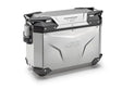 Silver aluminum Outback Evo Case Right 37l motorcycle pannier with black reinforced corners