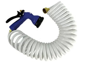 P-0440 Whitecap White Coiled Hose W/Nozzle - 15’ - Boat Washdown