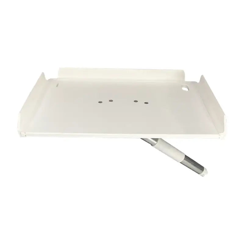White metal shelf with support rod on Taco Metals Filet Table 20X12 W/ Tilt Mount