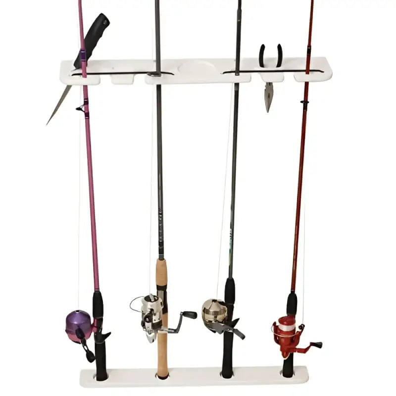 P03-074W Taco Metals Rod Rack 4 Deluxe Pontoon Whit - Fishing Holder