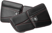 Black carbon fiber pattern storage bags with red stitching for P141054RD Pro Armor knee pads