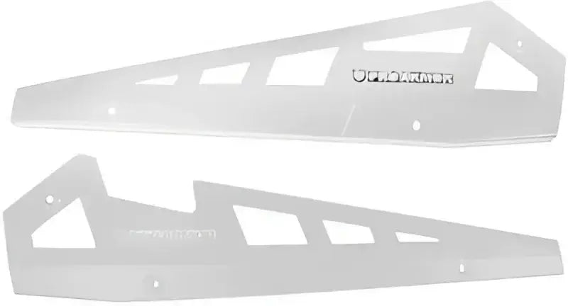 Two white angular perforated side panels for P141221MW Pro Armor Rock Sliders