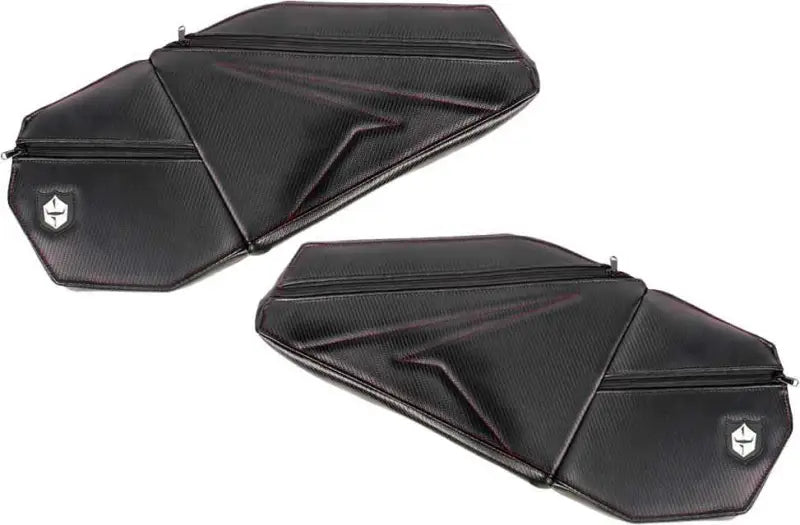 P199Y320RD Front Door Knee Pads With Storage Red Stitching Pol