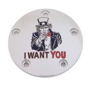 CUSTOM ENGRAVING PATR10-04 M8 Timer Cover Uncle Sam Chrome