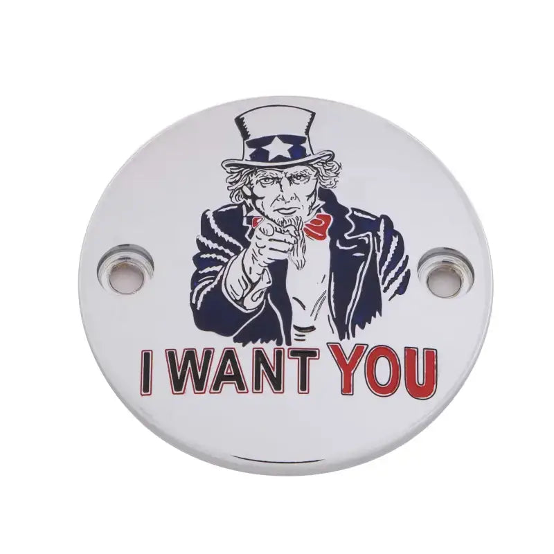CUSTOM ENGRAVING PATR10-63 M8 Timer Cover Uncle Sam Chrome
