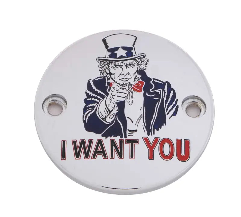 CUSTOM ENGRAVING PATR10-63 M8 Timer Cover Uncle Sam Chrome