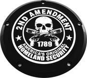 CUSTOM ENGRAVING PATR19-67BG 6 M8 Softail Derby Cover 2a Black