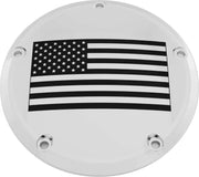 CUSTOM ENGRAVING PATR21-46 7 M8 Flt/Flh Derby Cover American Flag Chrome