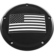 CUSTOM ENGRAVING PATR21-46BG 7 M8 Flt/Flh Derby Cover American Flag Black