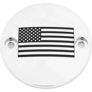 CUSTOM ENGRAVING PATR21-63 M8 Timer Cover American Flag Chrome
