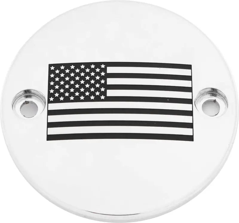 CUSTOM ENGRAVING PATR21-63 M8 Timer Cover American Flag Chrome