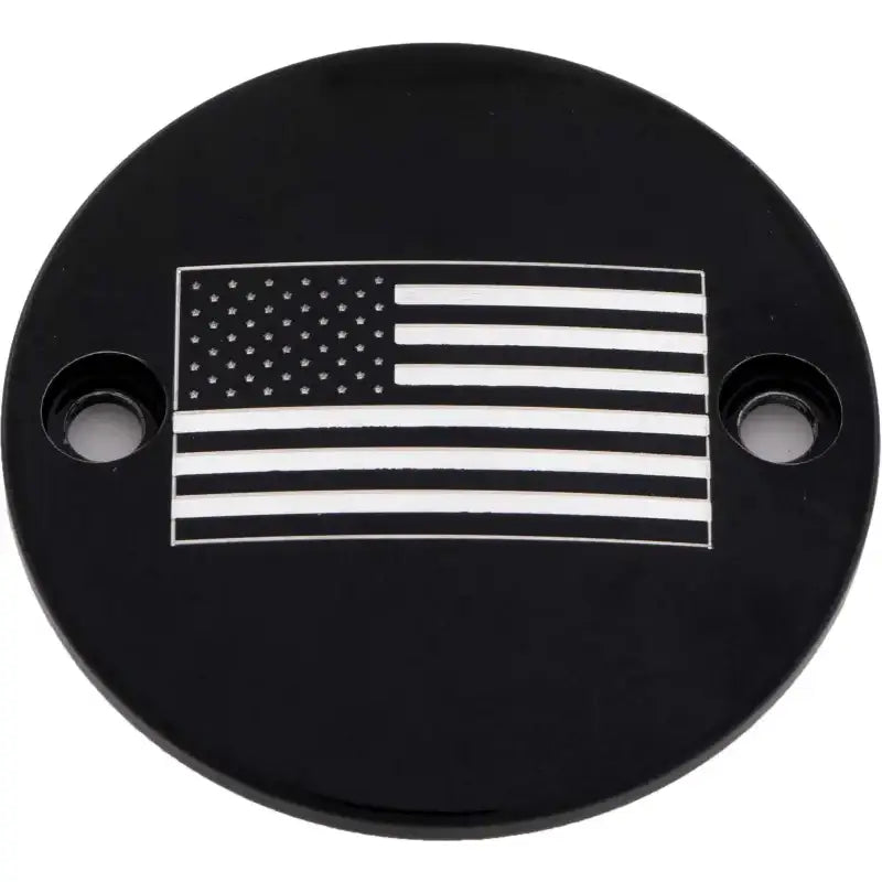 CUSTOM ENGRAVING PATR21-63BG M8 Timer Cover American Flag Black