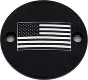 CUSTOM ENGRAVING PATR21-63BG M8 Timer Cover American Flag Black