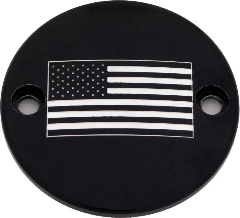 CUSTOM ENGRAVING PATR21-63BG M8 Timer Cover American Flag Black