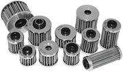 Assortment of PC401 Pcracing Flo steel oil filters with corrugated sides and central openings