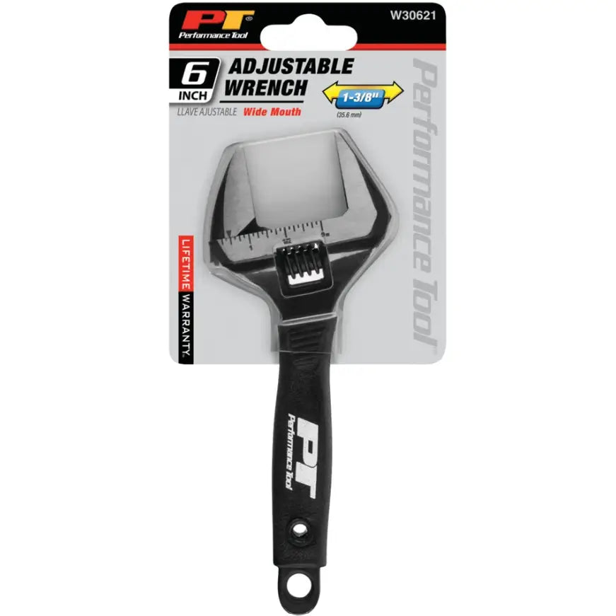 Perform Tool Limited Lifetime Warranty Adjustable Wrench W30621 - Wide Mouth
