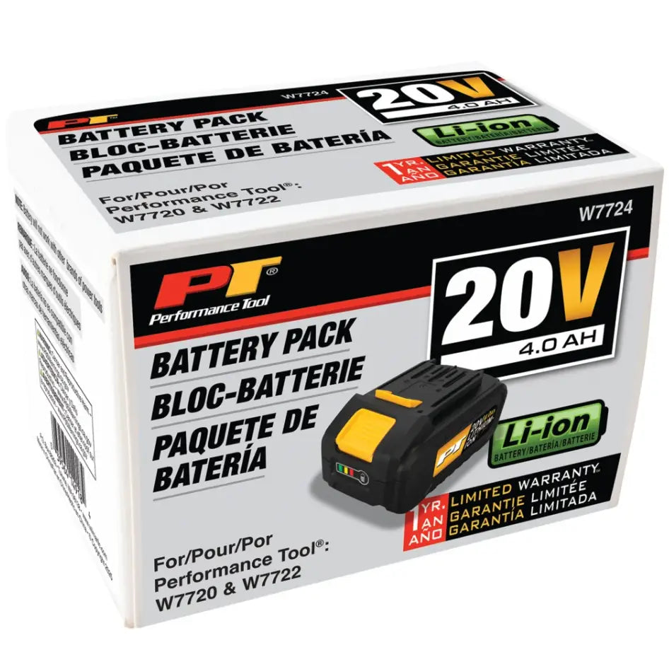 Perform Tool Lock Button Power Tool Battery W7724 - 20V 4.0AH LI-ION