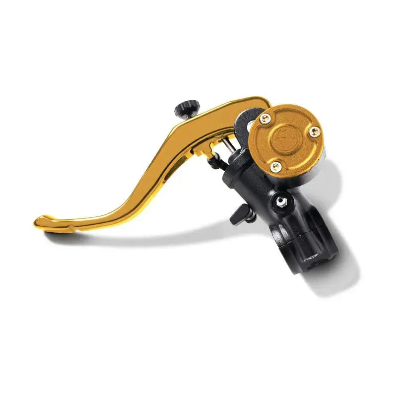 Gold and black motorcycle brake lever with Performance Machine clutch m cyl Gold Ops
