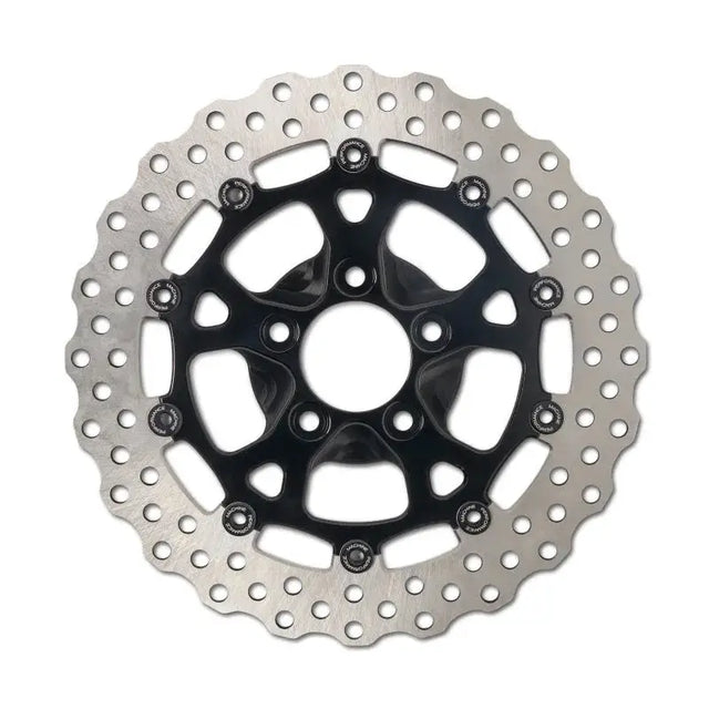 Motorcycle brake rotor in black ano from Performance Machine Dominator RR series