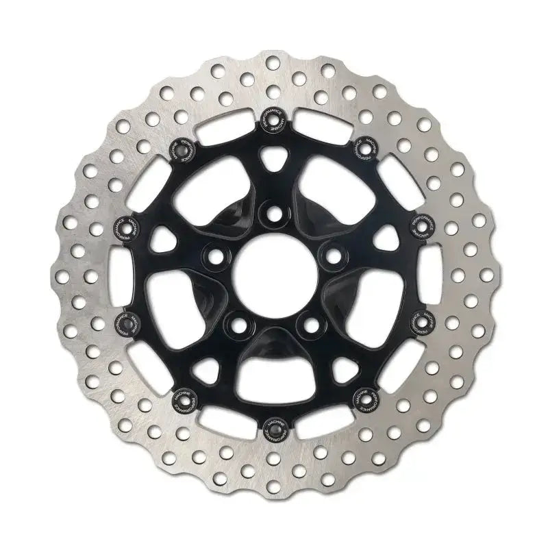 Motorcycle brake rotor in black ano from Performance Machine Dominator RR series