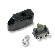 Microswitch, screw, and black mounting bracket.